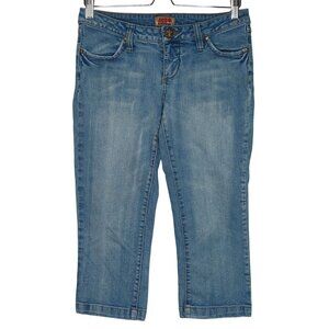 NOBO No Boundaries Junior 7 Distressed Blue Denim Jeans Cropped Crop Y2K 2000s